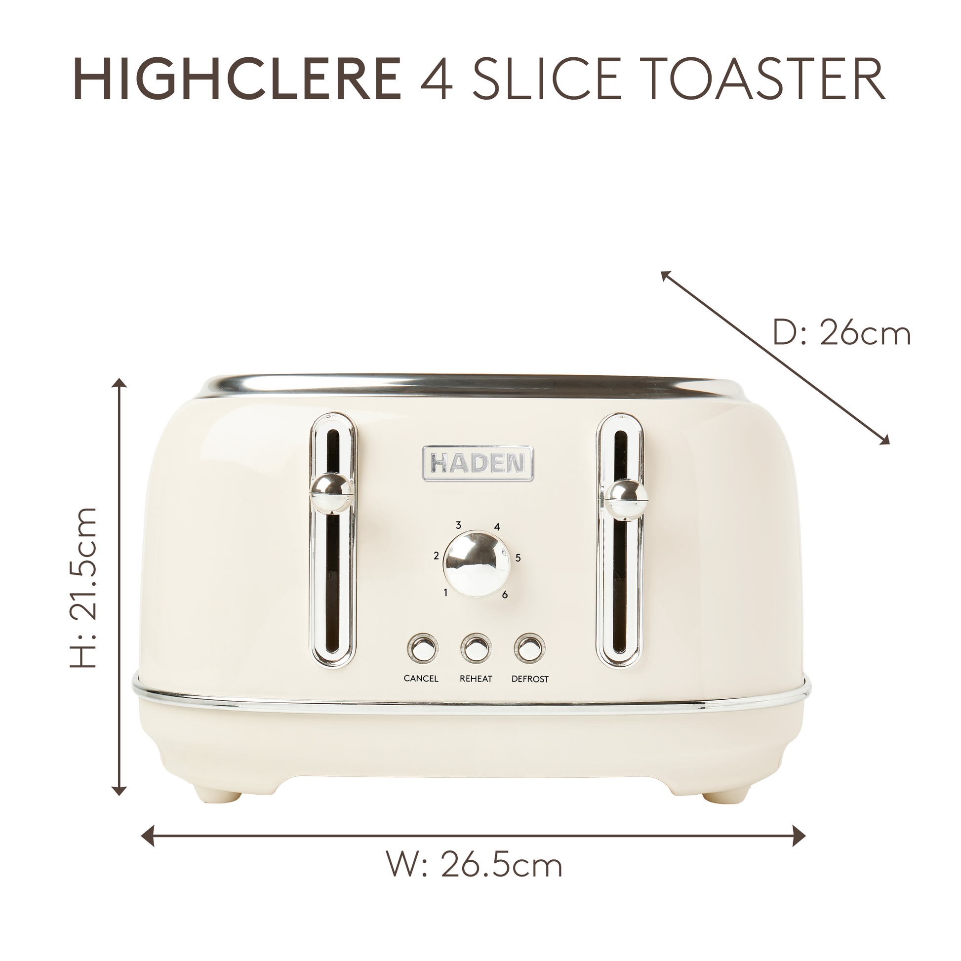 Haden Highclere Cream 4 Slice Toaster Toasters Haden