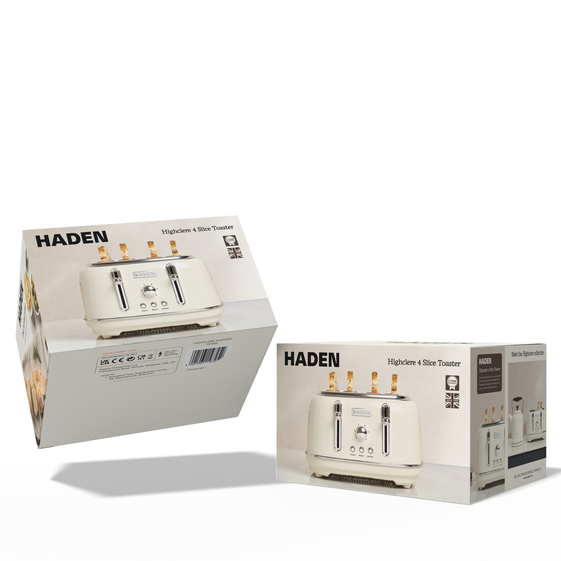 Haden Highclere Cream 4 Slice Toaster Toasters Haden