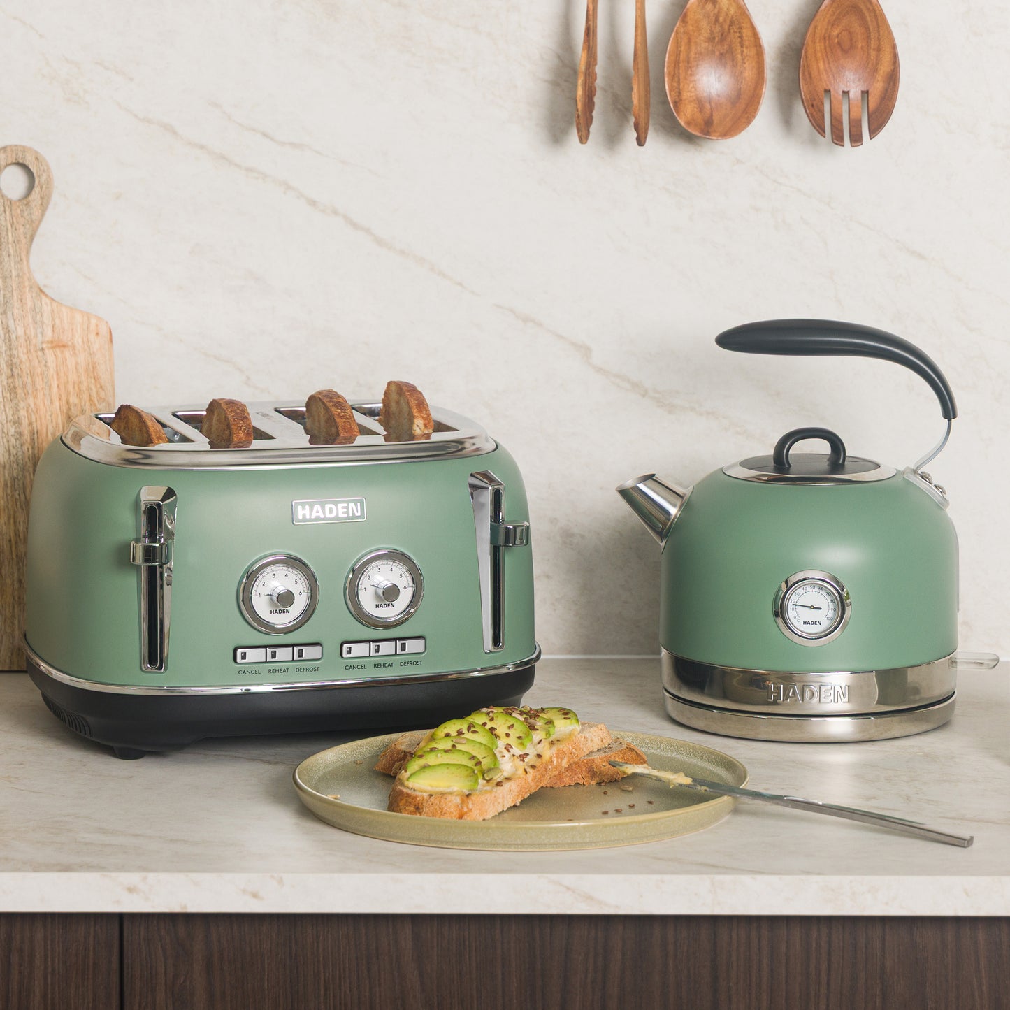 Haden Jersey Cedar Green Kettle and Toaster Bundle