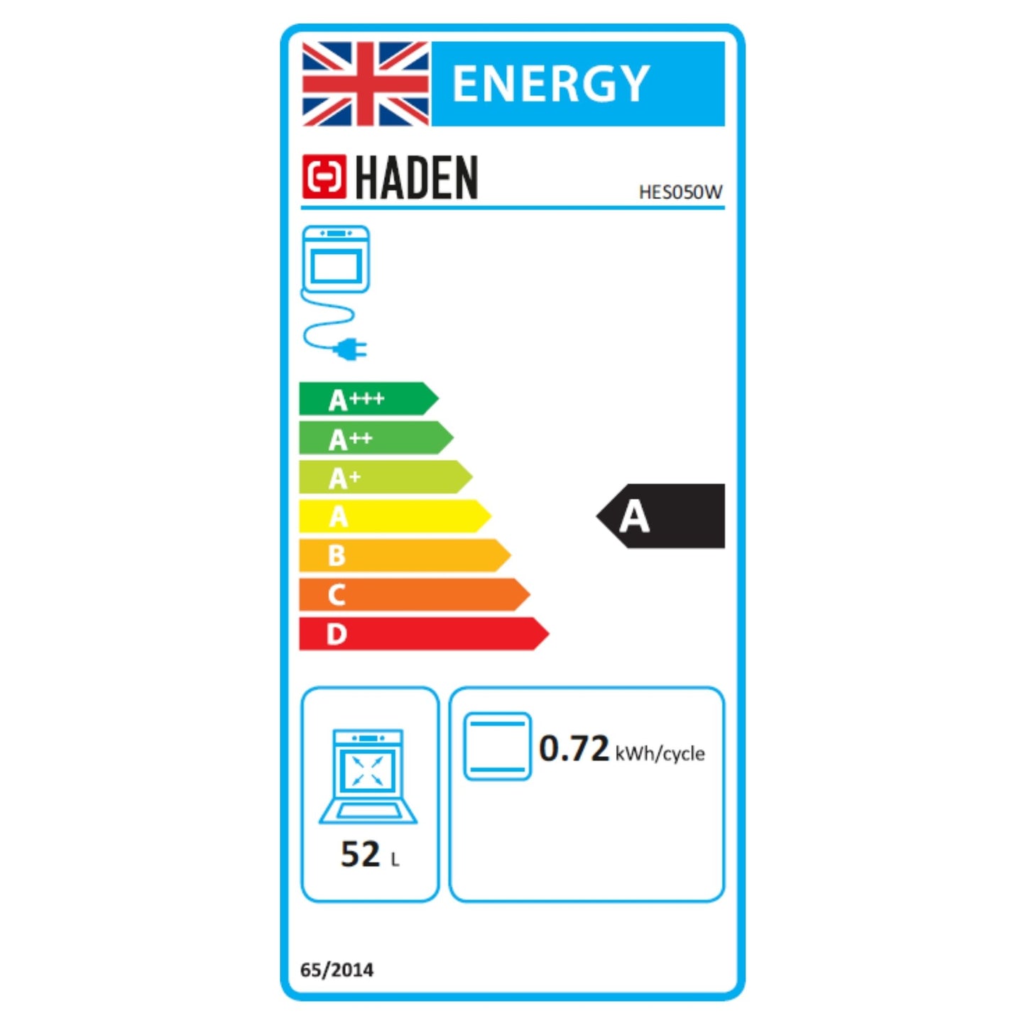 HES050W 50cm Sealed Plate Single Oven Cookers Haden