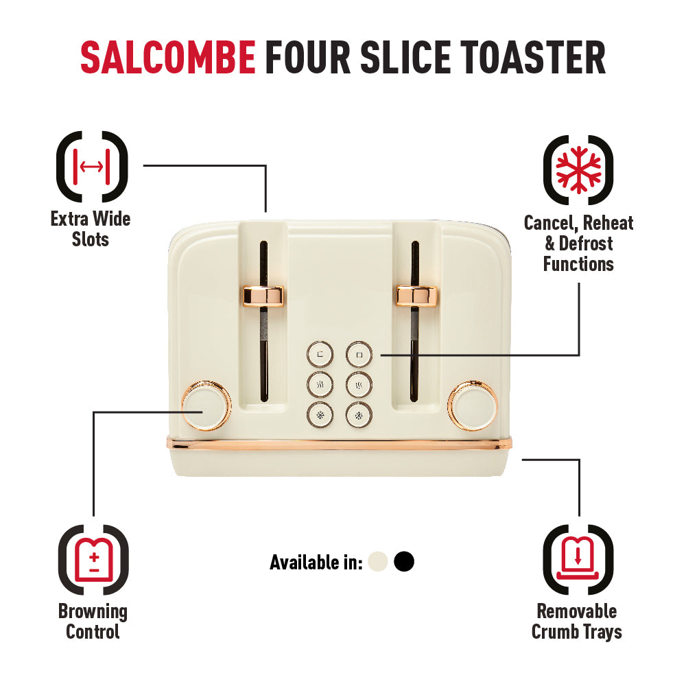 Haden Salcombe Cream and Copper 4 Slice Toaster
