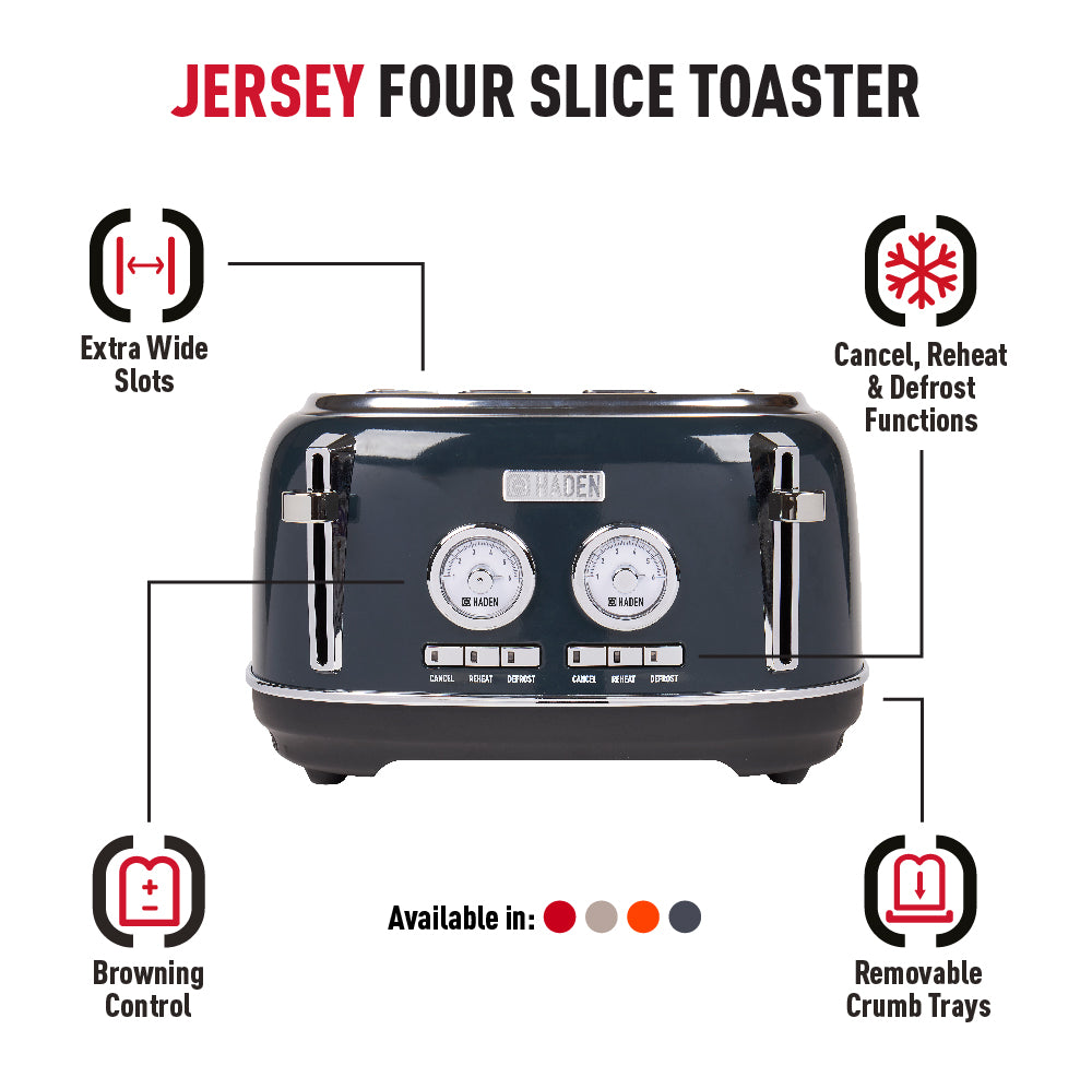 Haden Jersey Steel Blue 4 Slice Toaster