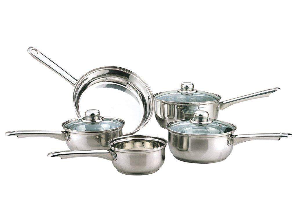 5pc Essential Stainless Steel Cookware Set Kitchen Sabichi Homewares Ltd 14/16/18/20/24cm Silver