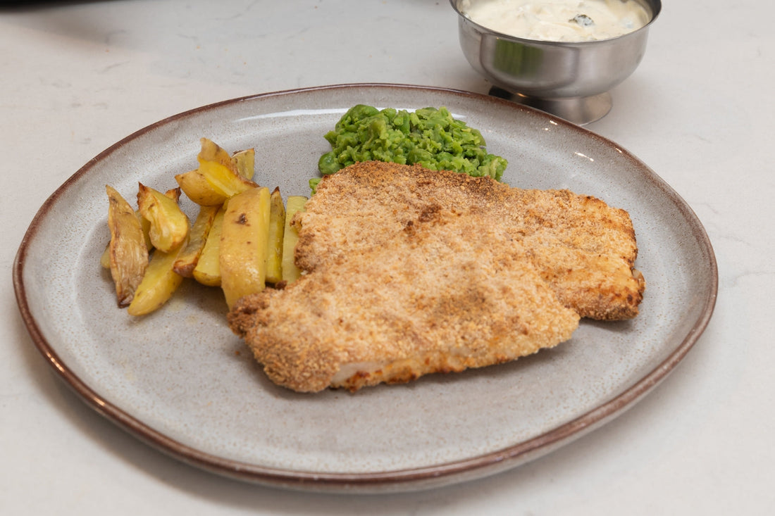 Fish & Chips with Tartar Sauce and Mushy Peas