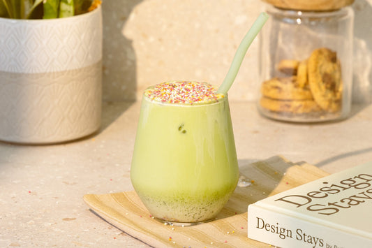 Iced Matcha Latte with Cream and Sprinkles
