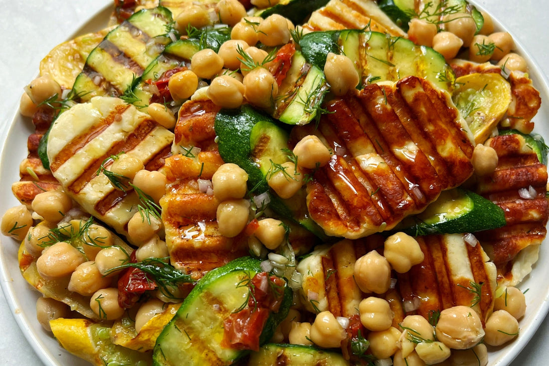 Halloumi, Courgette & Chickpea Salad