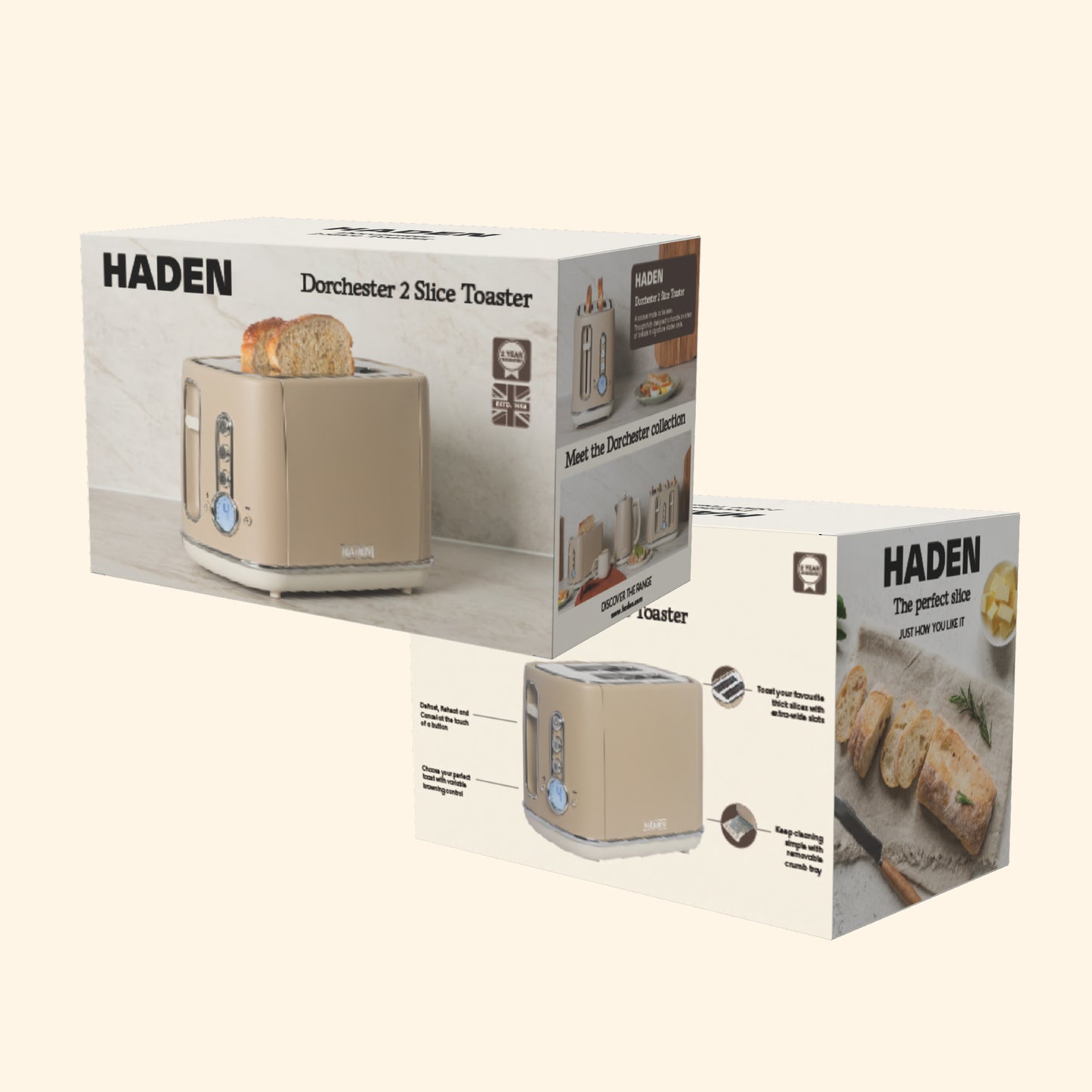 Haden Dorchester 2 Slice Toaster Cashmere Beige Toasters Haden