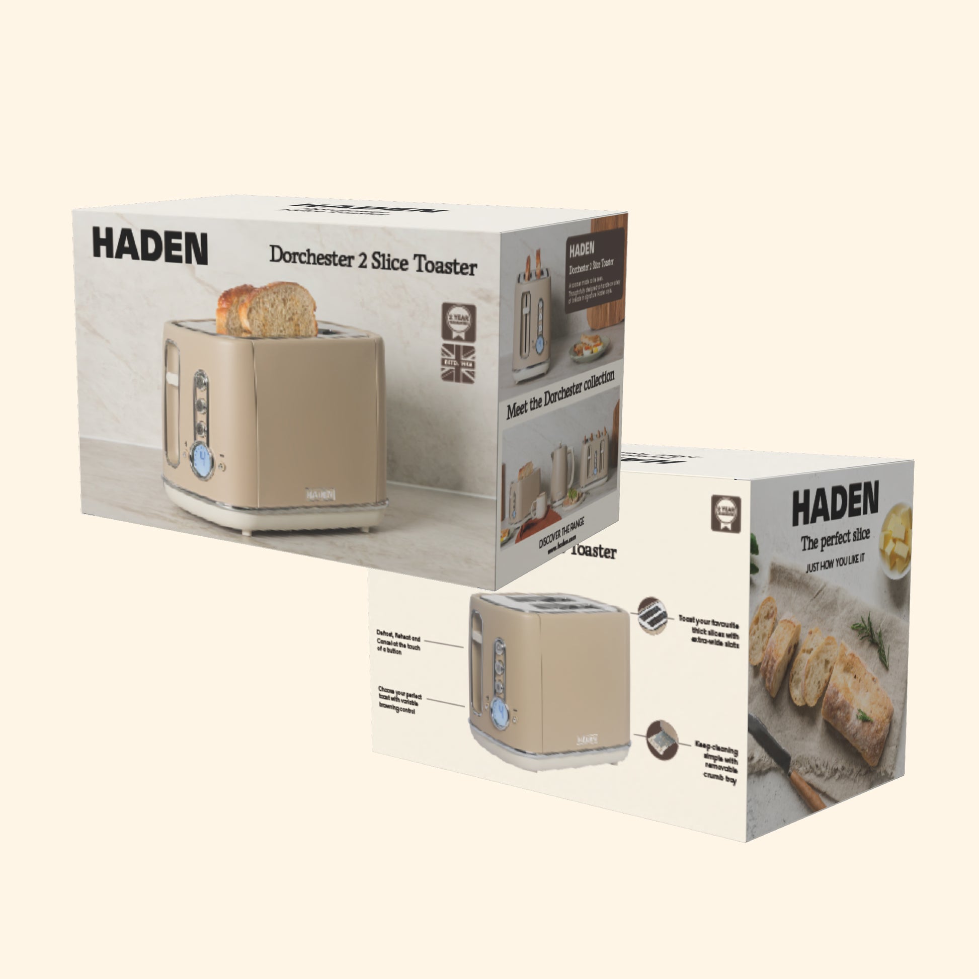 Haden Dorchester 2 Slice Toaster Cashmere Beige Toasters Haden