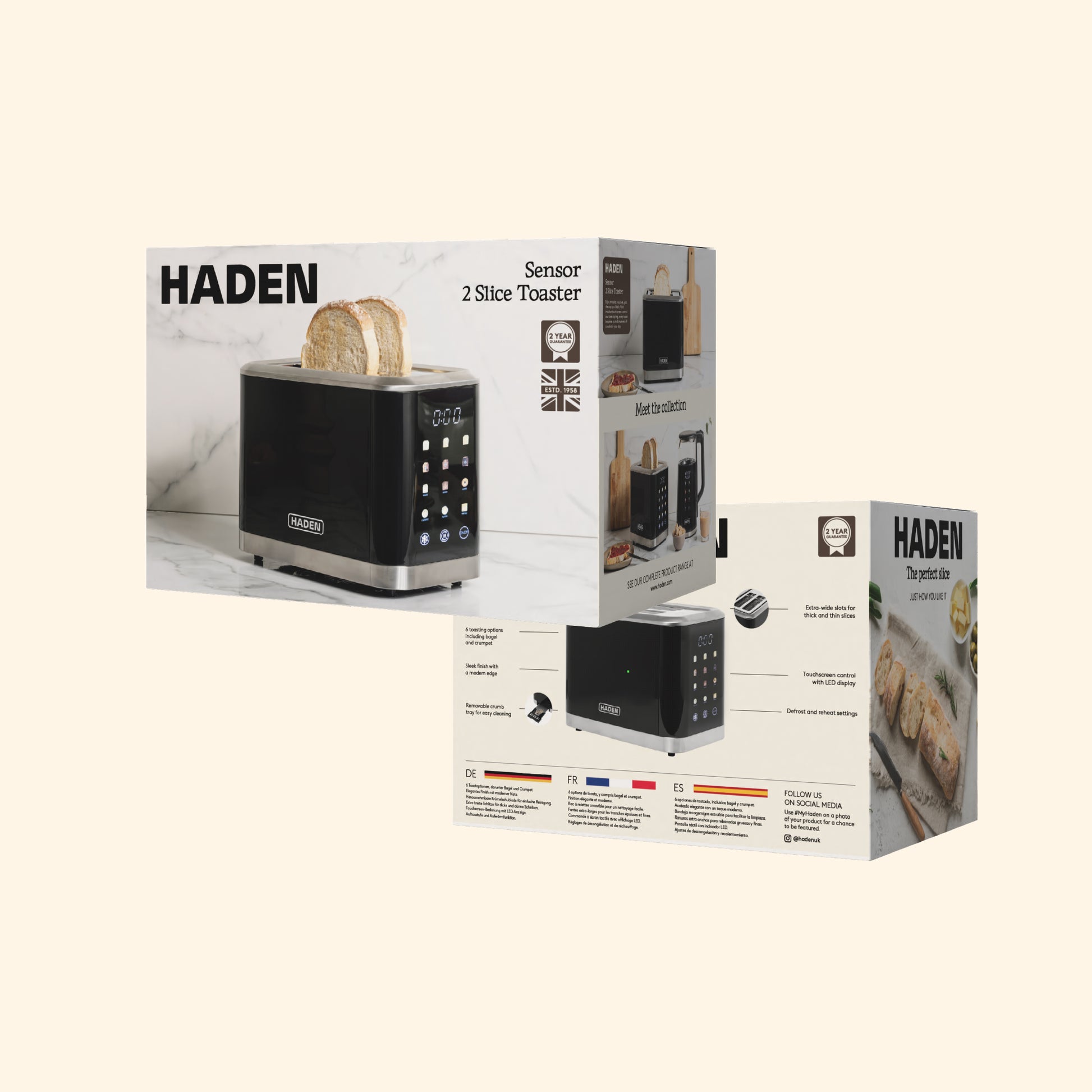 Haden Sensor 2 Slice Toaster – Black Toasters Haden