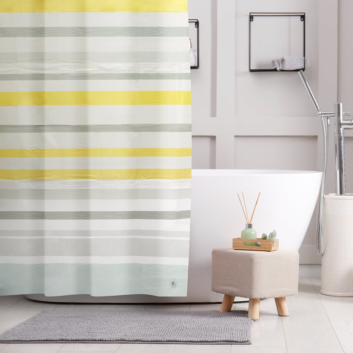 Ocean Stripe PEVA Shower Curtain Bathroom Sabichi Homewares Ltd