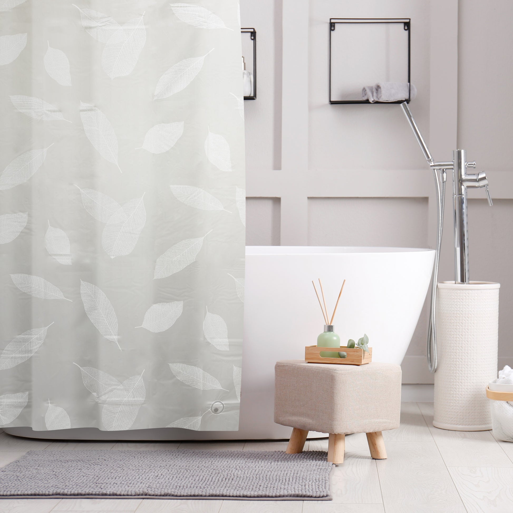 Leaves PEVA Shower Curtain Bathroom Sabichi Homewares Ltd