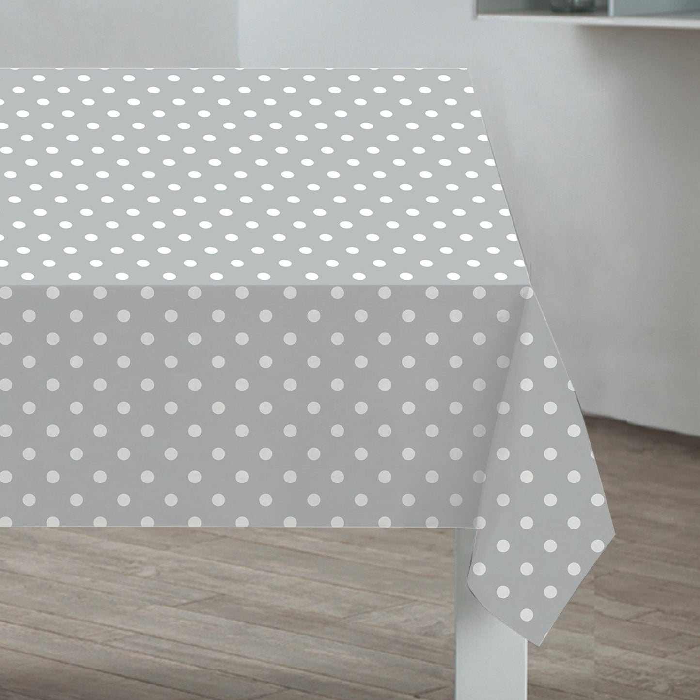 Grey Polka Dot PVC Tablecloth Dining Sabichi Homewares Ltd