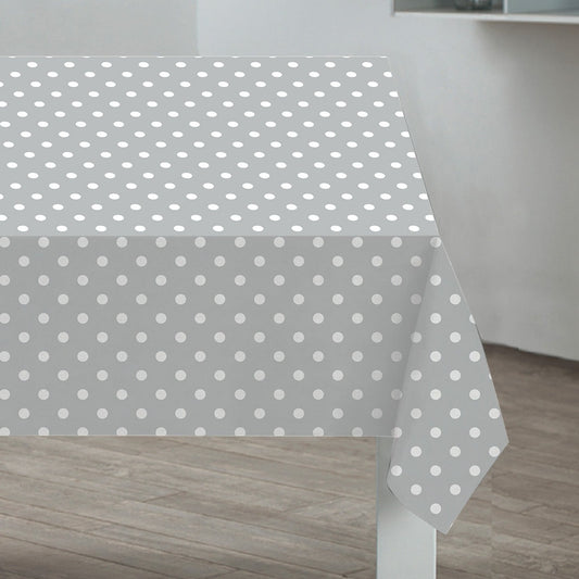 Grey Polka Dot PVC Tablecloth Dining Sabichi Homewares Ltd