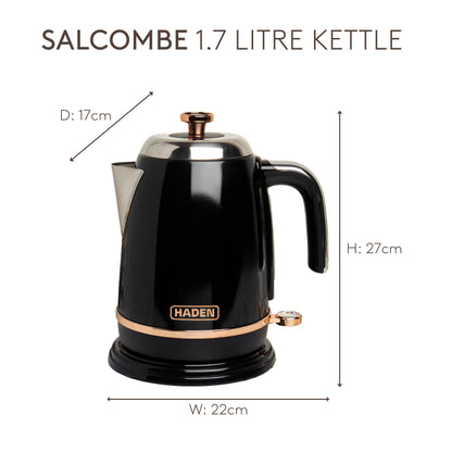 Haden Salcombe Black and Copper Kettle Electric Kettles Haden