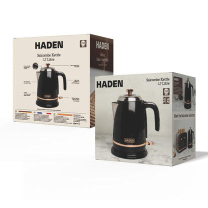 Haden Salcombe Black and Copper Kettle Electric Kettles Haden