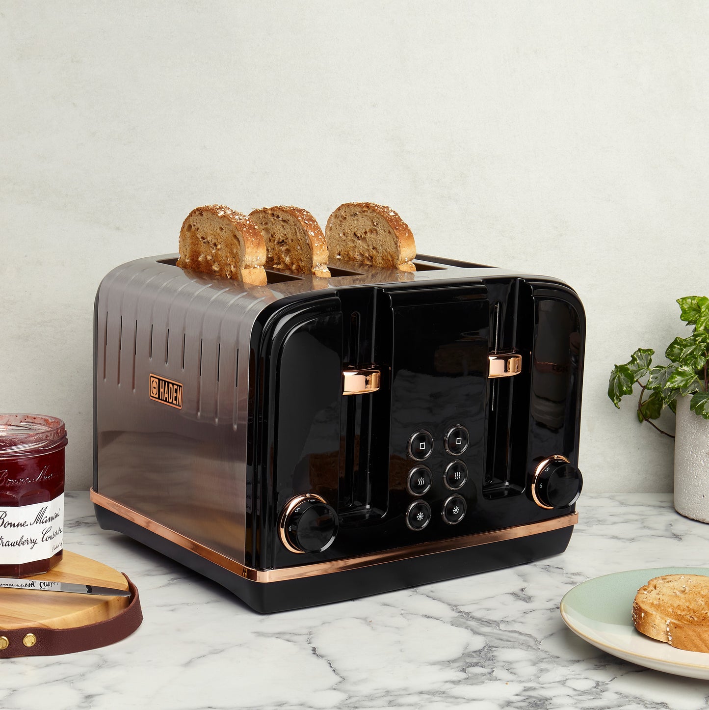 Haden Salcombe Black and Copper 4 Slice Toaster Toasters Haden