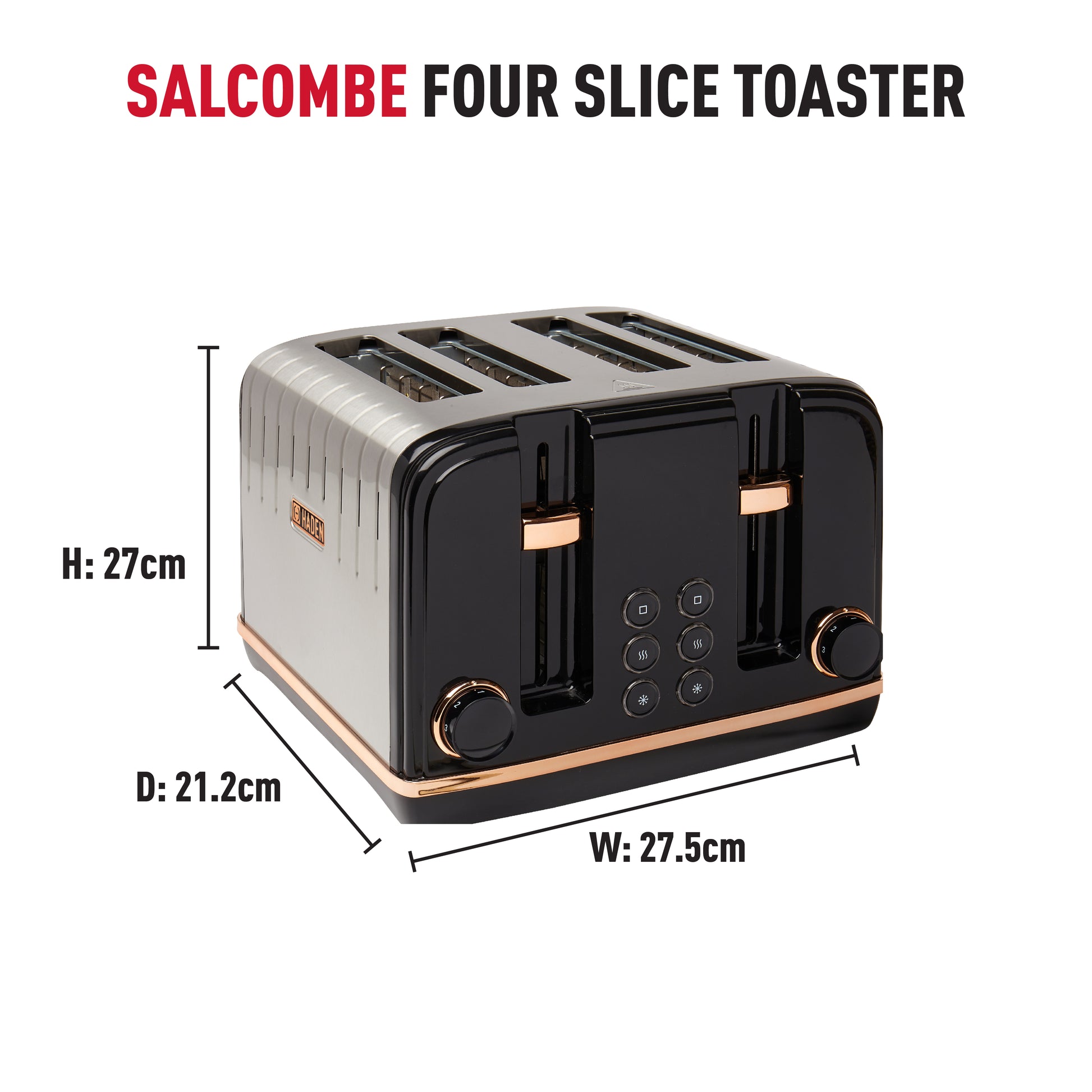 Haden Salcombe Black and Copper 4 Slice Toaster Toasters Haden