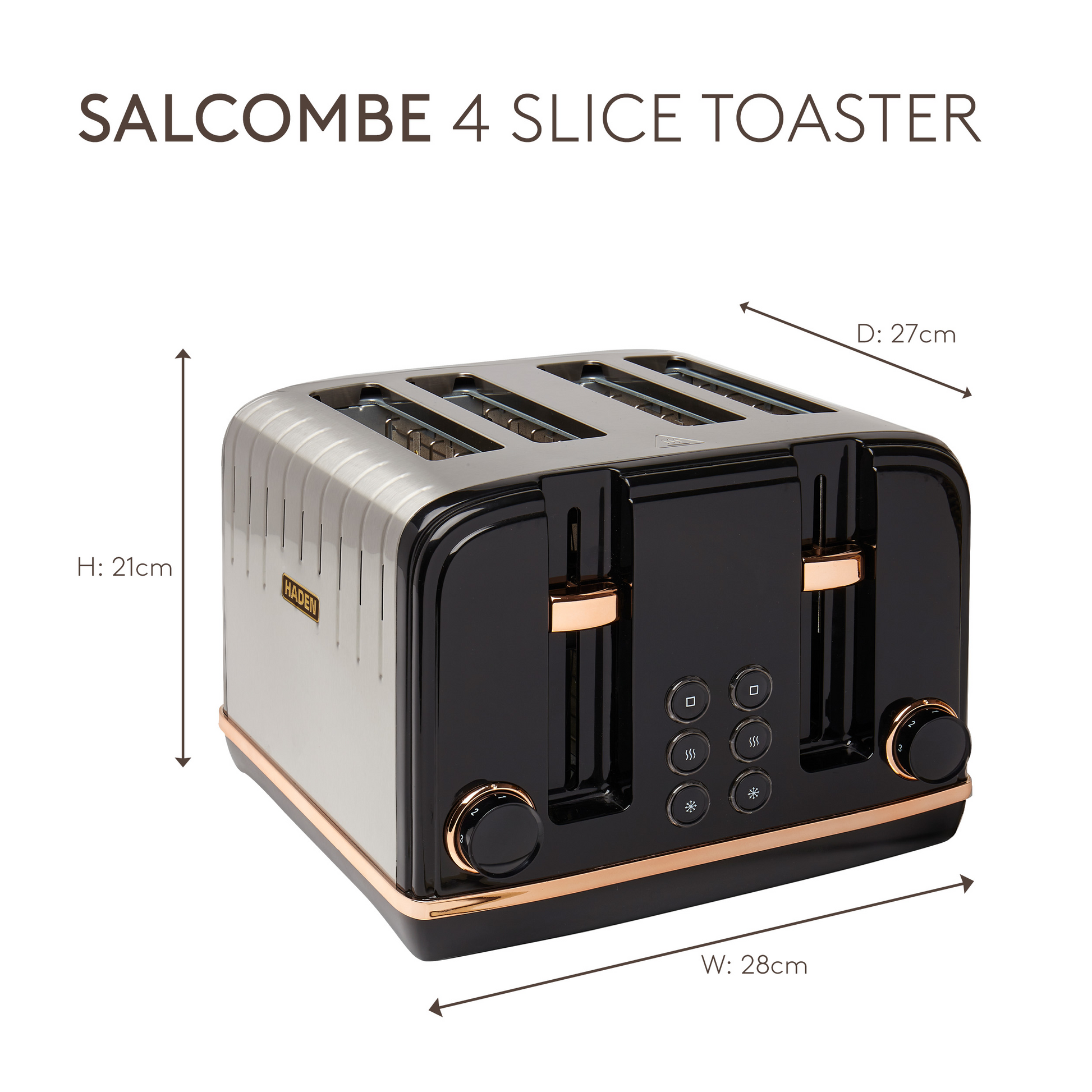 Haden Salcombe Black and Copper 4 Slice Toaster Toasters Haden