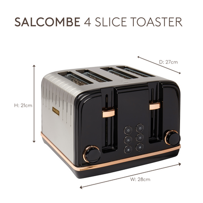 Haden Salcombe Black and Copper 4 Slice Toaster Toasters Haden
