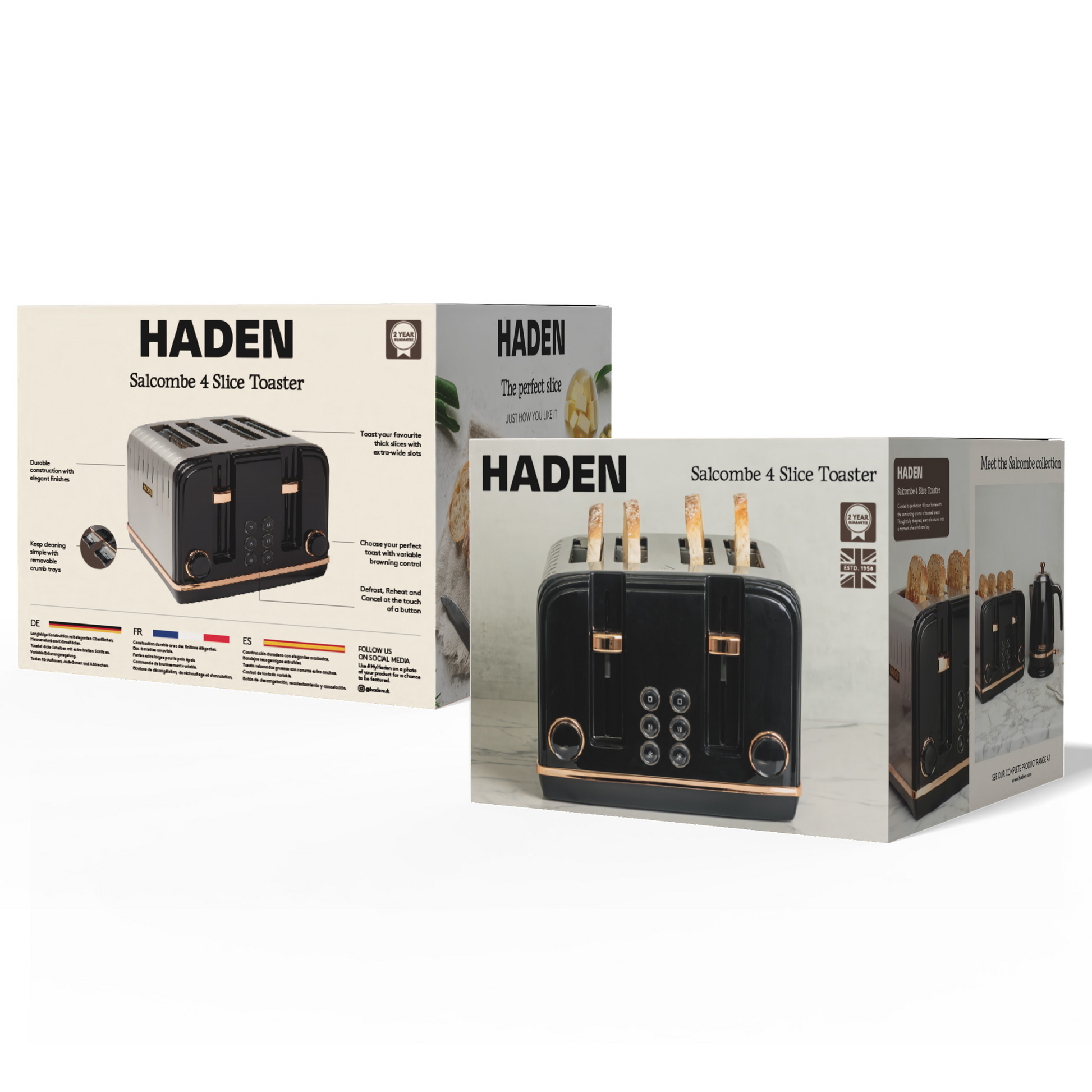 Haden Salcombe Black and Copper 4 Slice Toaster Toasters Haden
