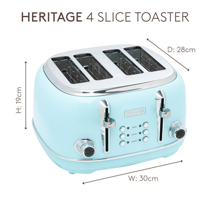 Haden Heritage Turquoise 4 Slice Toaster Toasters Haden