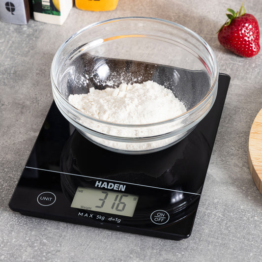 Black Digital 5kg Slim Line Kitchen Scales Kitchen Haden