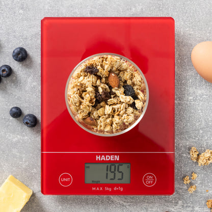 Red Digital 5kg Slim Line Kitchen Scales Kitchen Sabichi Homewares Ltd