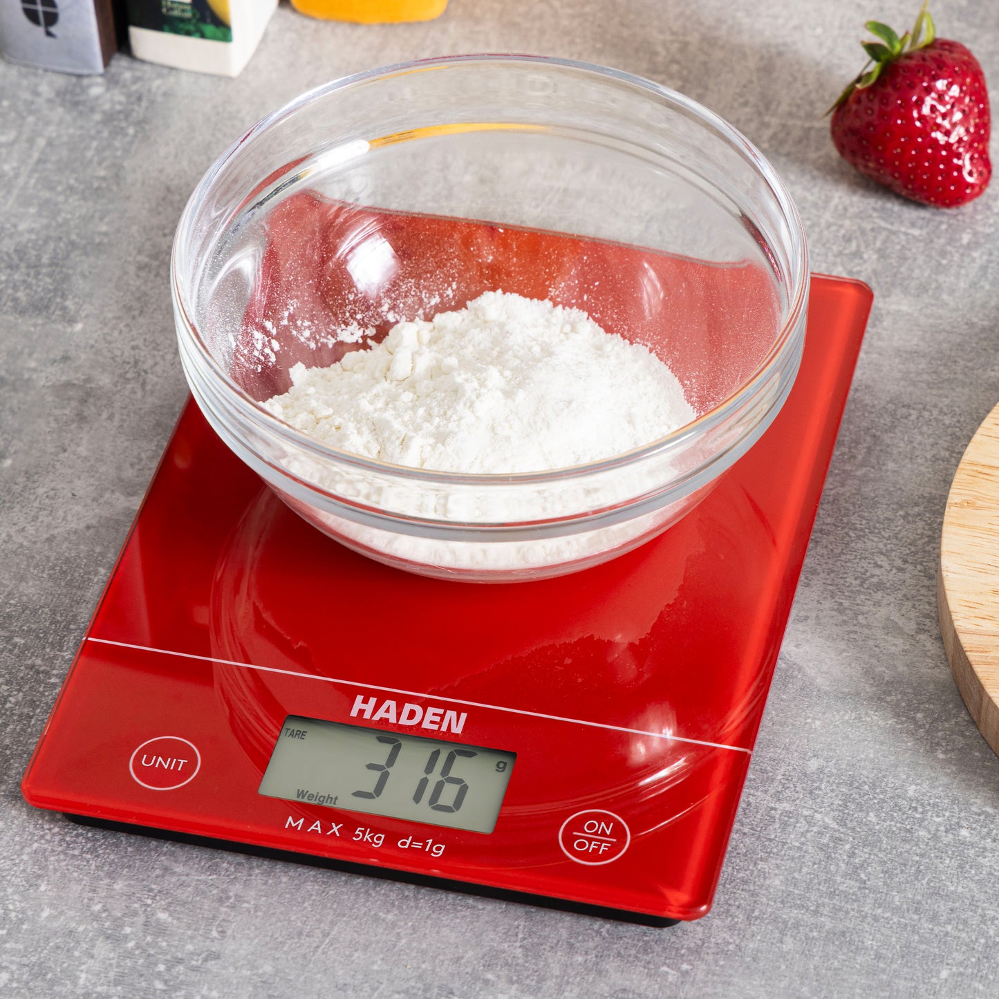 Red Digital 5kg Slim Line Kitchen Scales Kitchen Sabichi Homewares Ltd