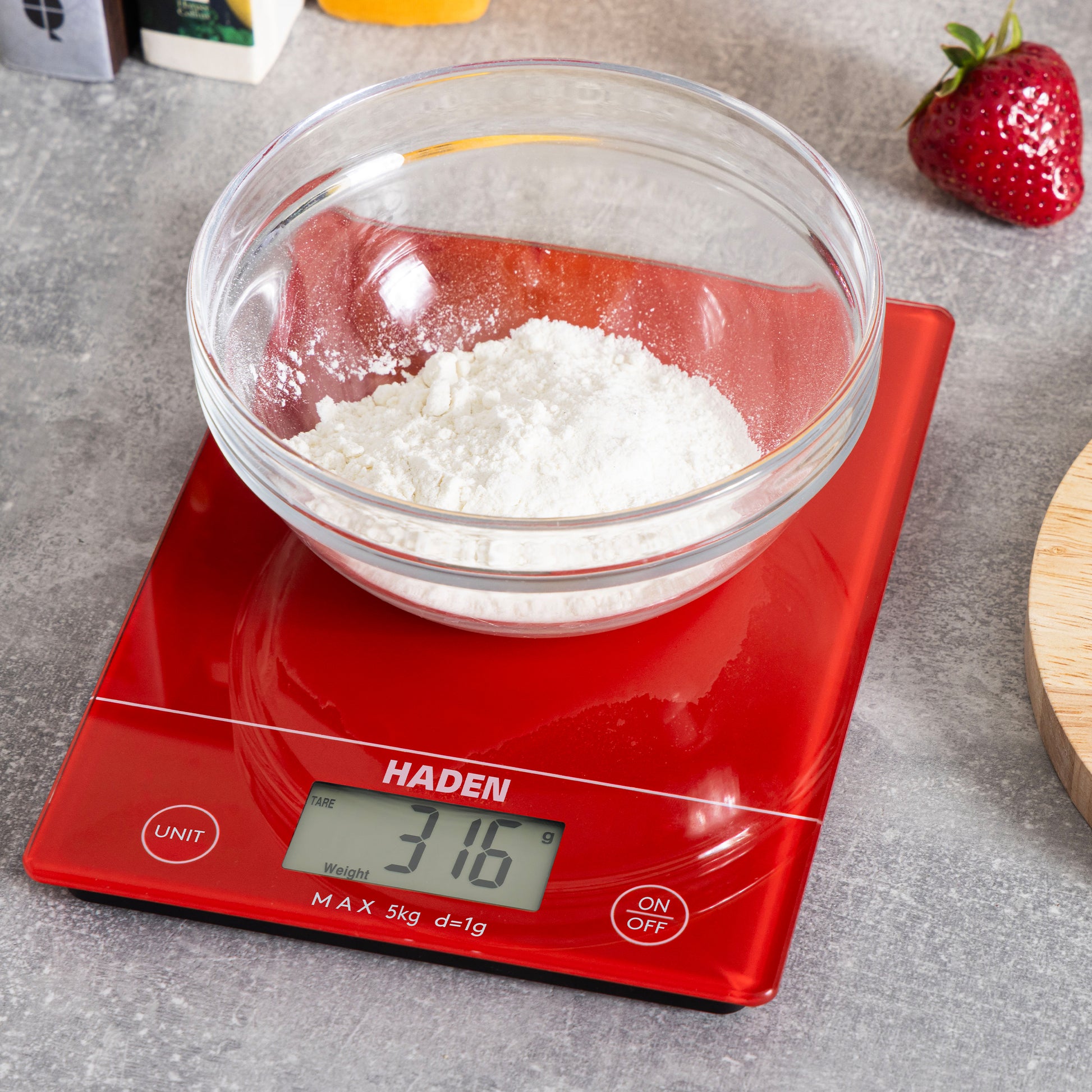 Red Digital 5kg Slim Line Kitchen Scales Kitchen Sabichi Homewares Ltd