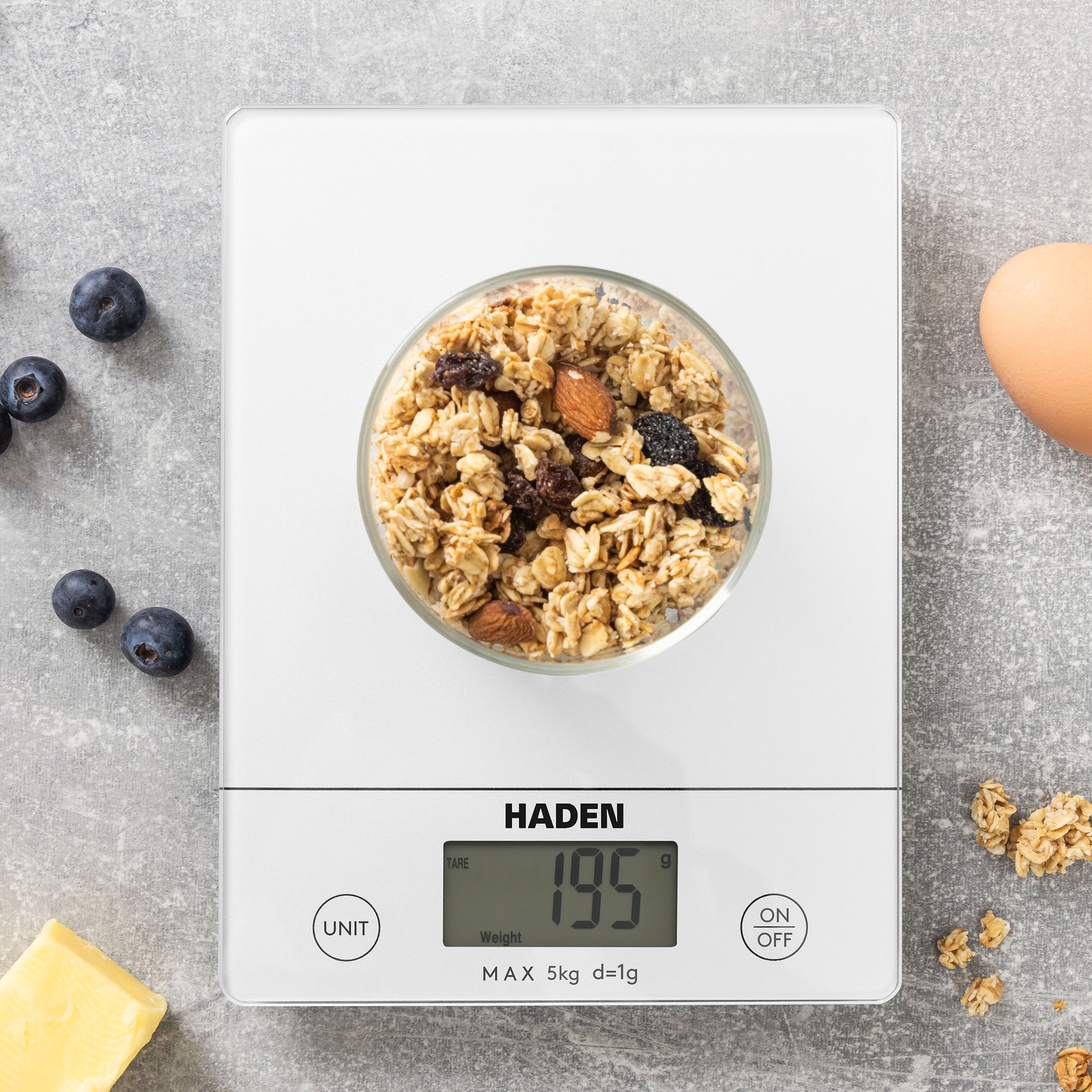 White Digital 5kg Slim Line Kitchen Scales Kitchen Sabichi Homewares Ltd