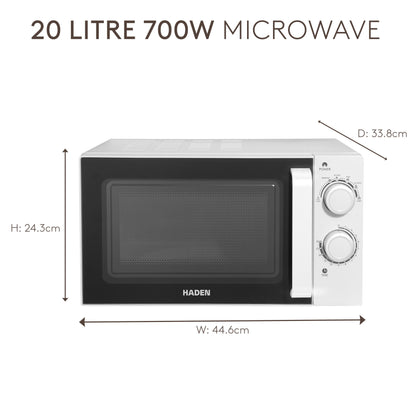 Haden 20L White Stainless Steel Interior Microwave Microwave Ovens Haden