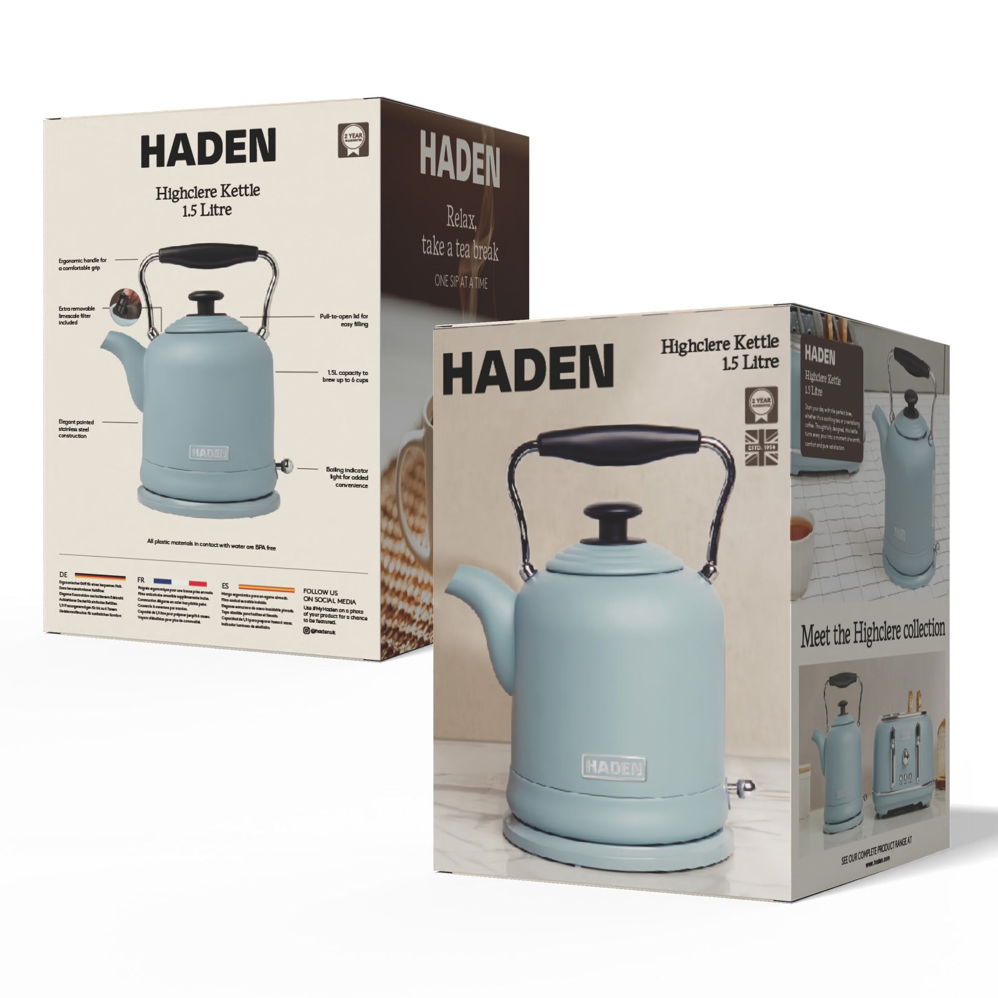 Haden Highclere Poole Blue Kettle Electric Kettles Haden