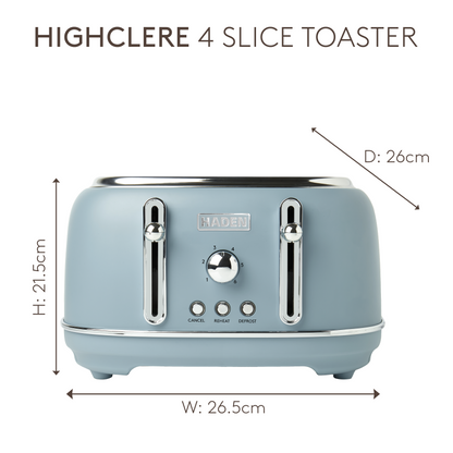Haden Highclere Poole Blue 4 Slice Toaster Toasters Haden