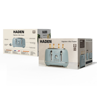 Haden Highclere Poole Blue 4 Slice Toaster Toasters Haden