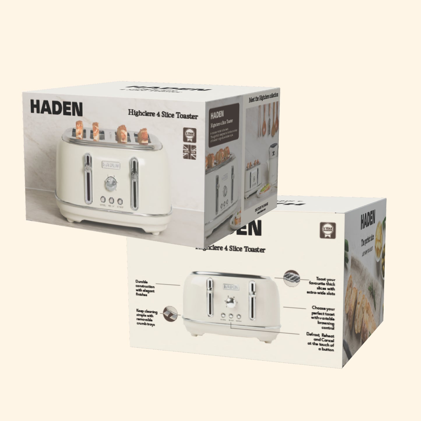 Haden Highclere Cream 4 Slice Toaster Toasters Haden