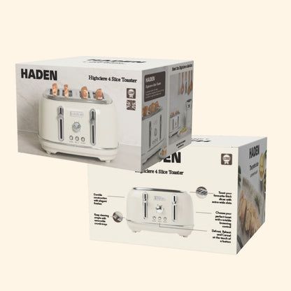 Haden Highclere Cream 4 Slice Toaster Toasters Haden