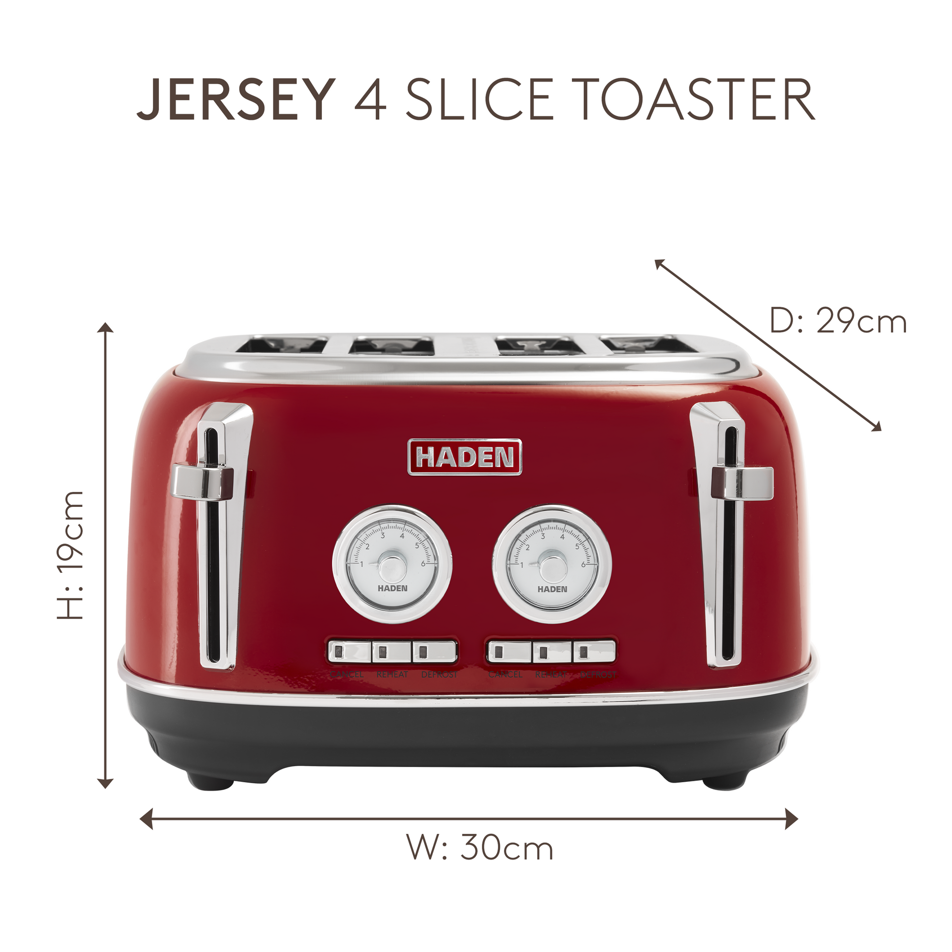Haden Jersey Red 4 Slice Toaster Toasters Haden