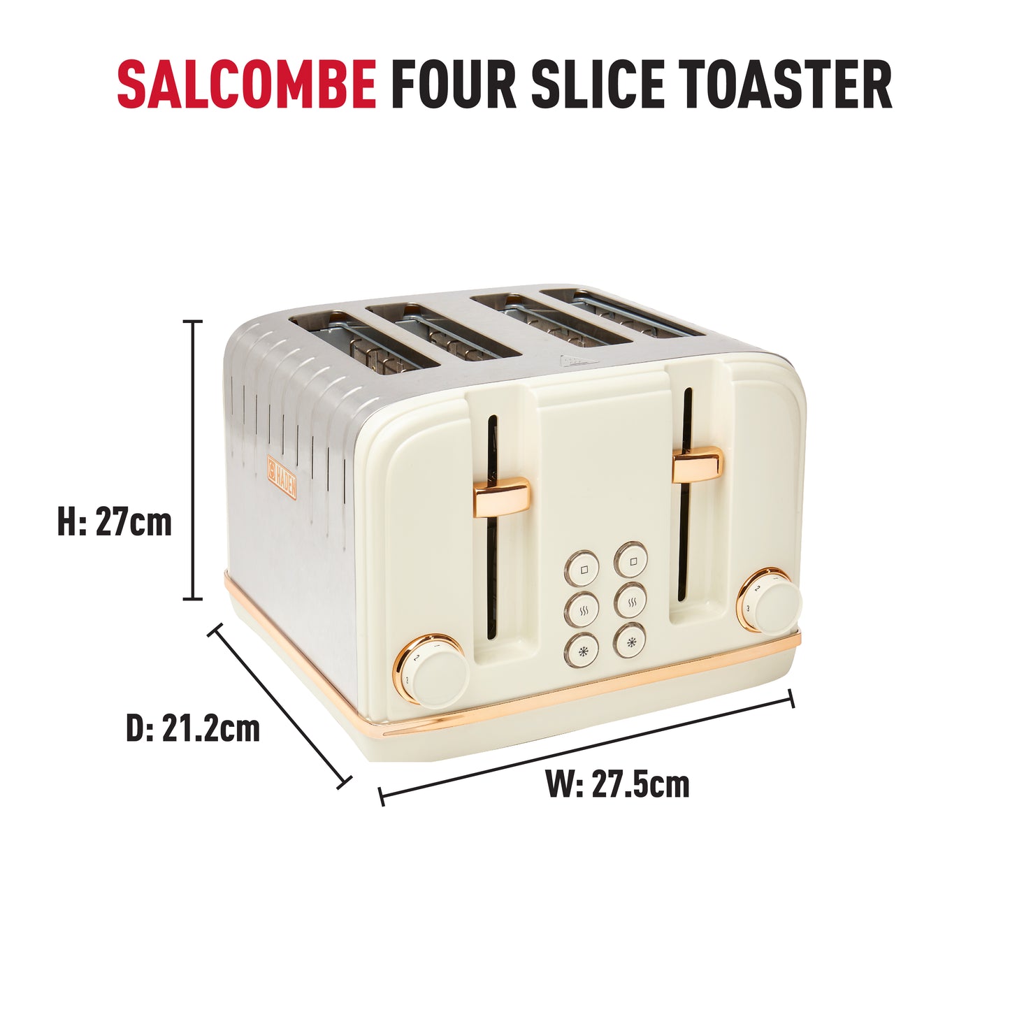 Haden Salcombe Cream and Copper 4 Slice Toaster Toasters Haden