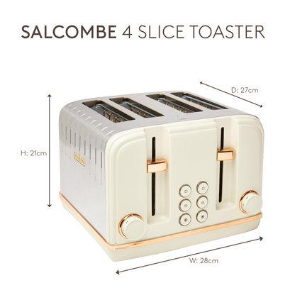 Haden Salcombe Cream and Copper 4 Slice Toaster Toasters Haden