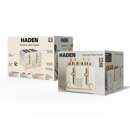 Haden Salcombe Cream and Copper 4 Slice Toaster Toasters Haden