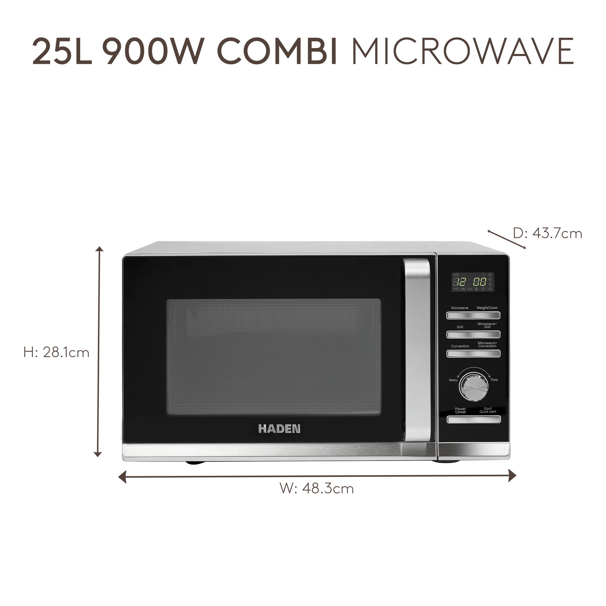 Haden 25L Silver Combi Microwave Microwave Ovens Haden