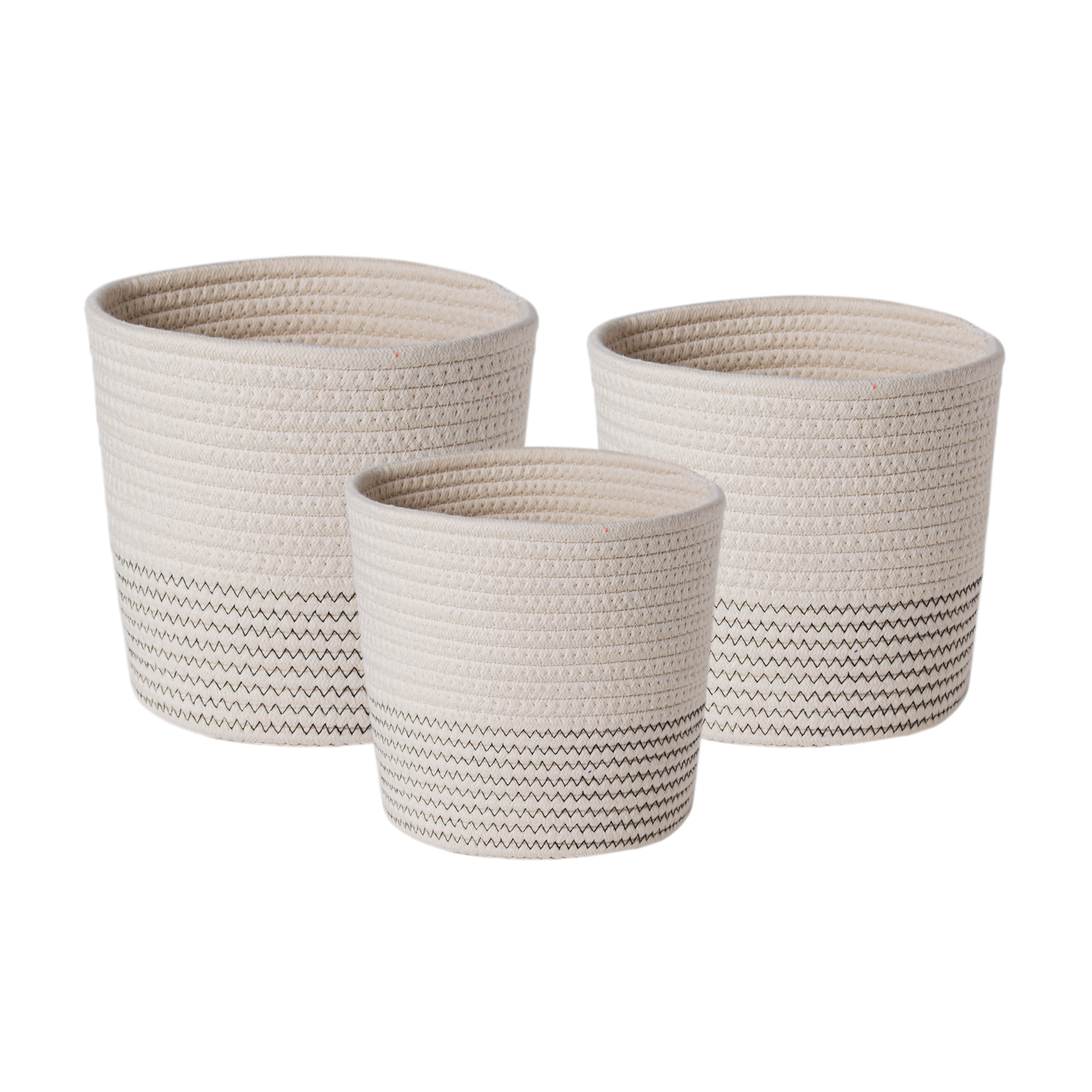 Set of 3 Cotton Rope Woven Baskets Bathroom Sabichi Homewares Ltd