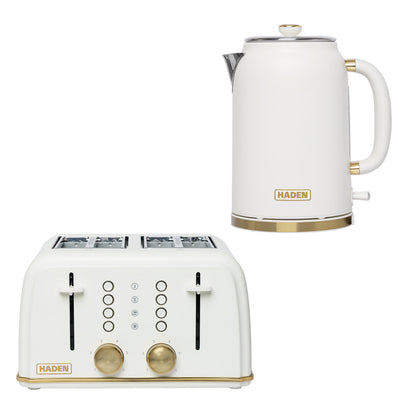 Haden Banbury Kettle and 4 Slice Toaster Bundle – Sour Cream