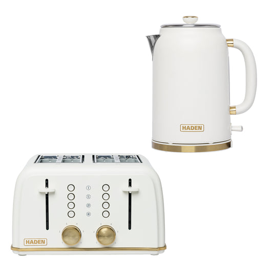 Haden Banbury Kettle and 4 Slice Toaster Bundle – Sour Cream