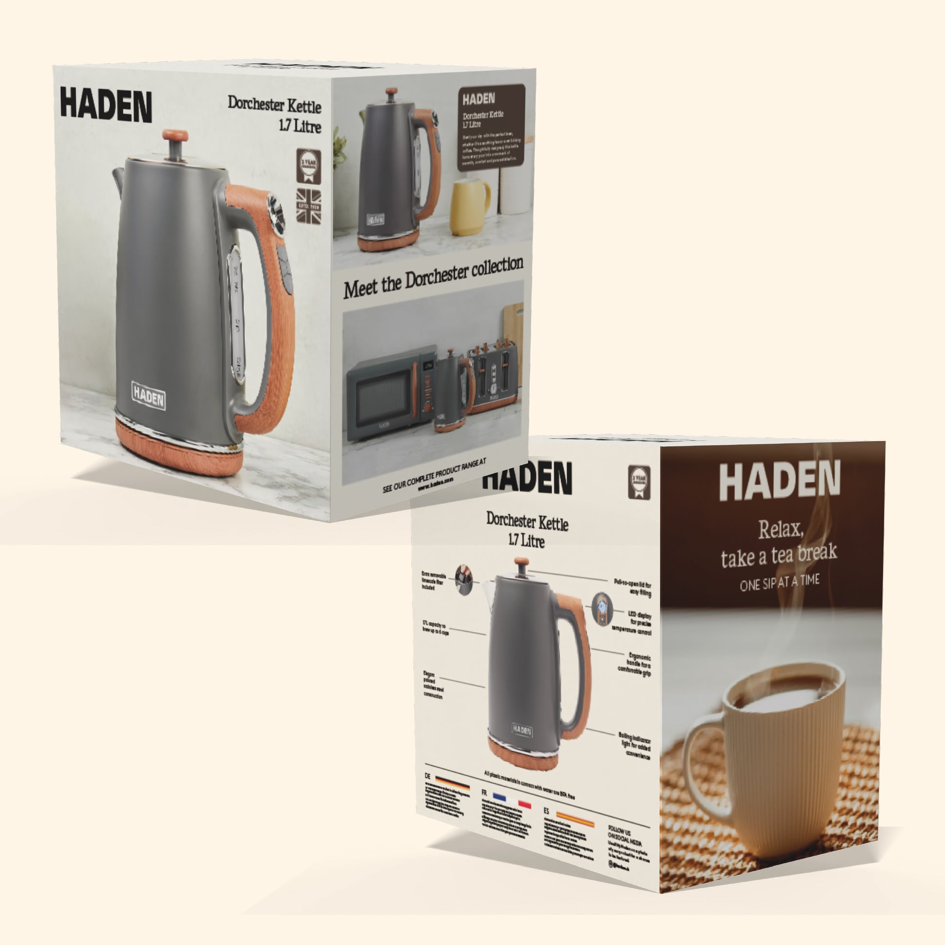 Haden Dorchester Grey Digital Variable Temperature Kettle Electric Kettles Haden