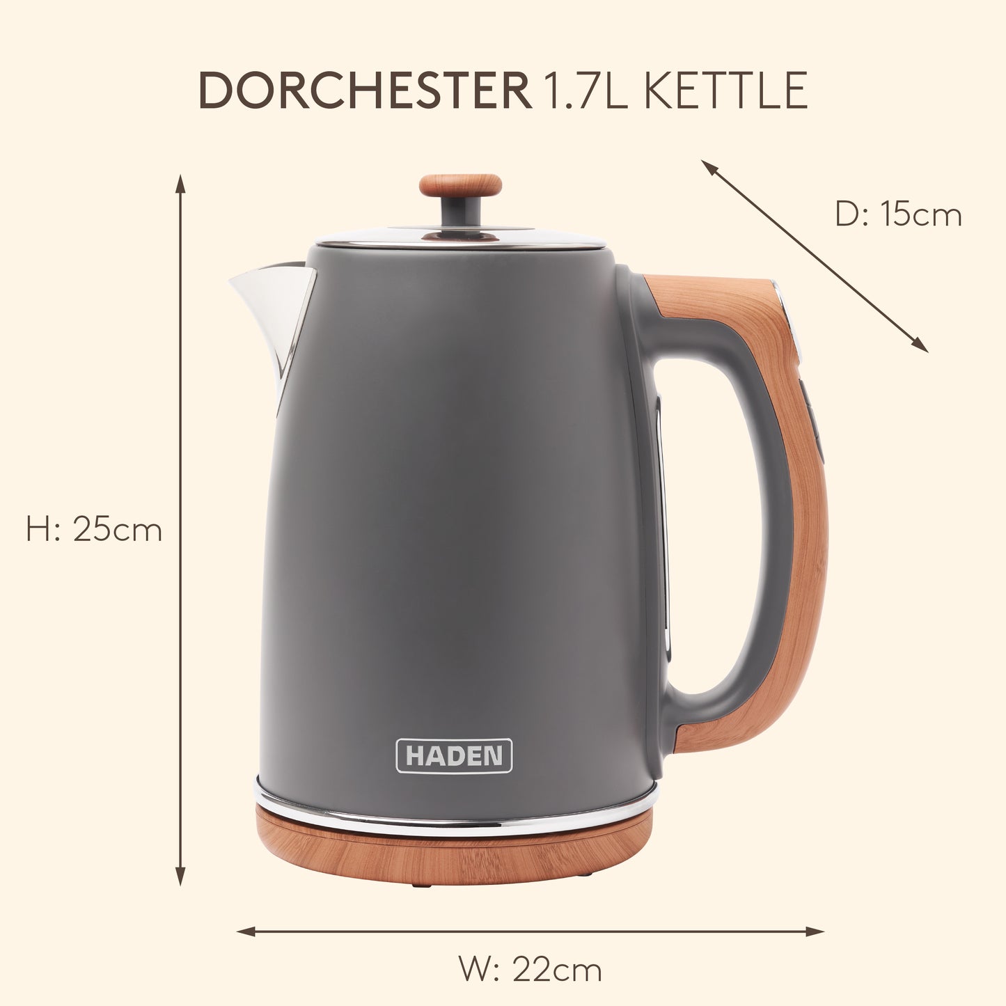 Haden Dorchester Grey Digital Variable Temperature Kettle Electric Kettles Haden