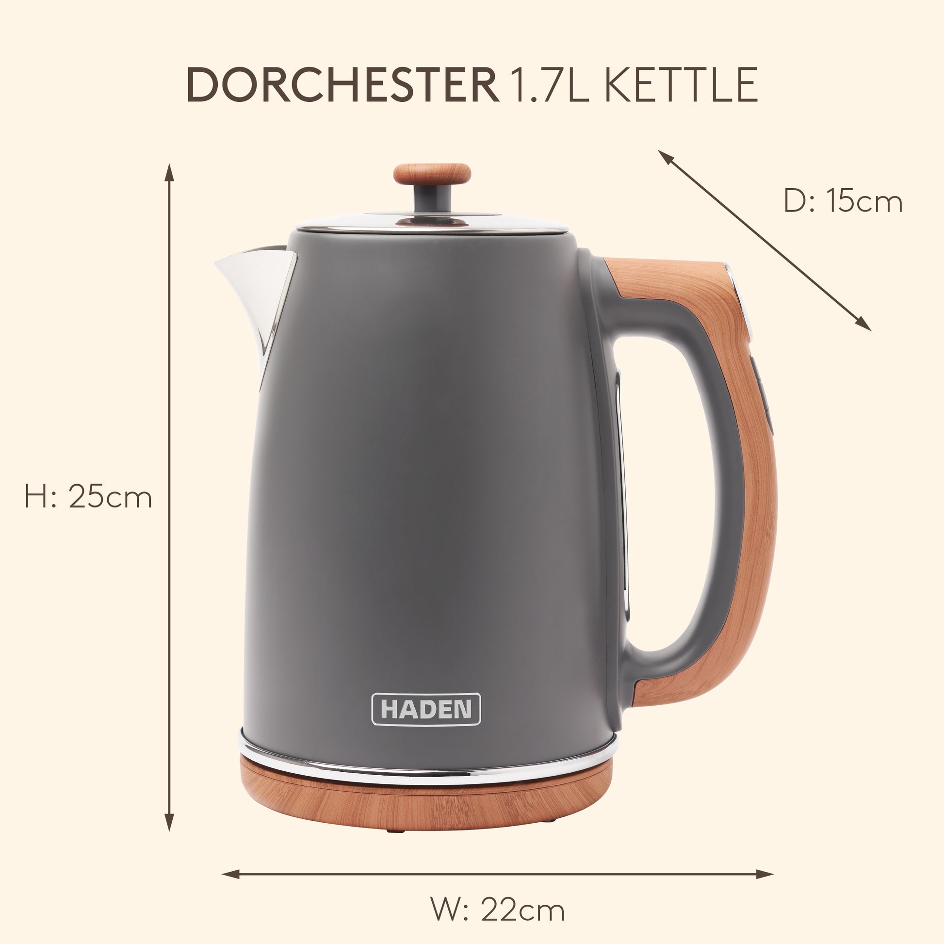 Haden Dorchester Grey Digital Variable Temperature Kettle Electric Kettles Haden