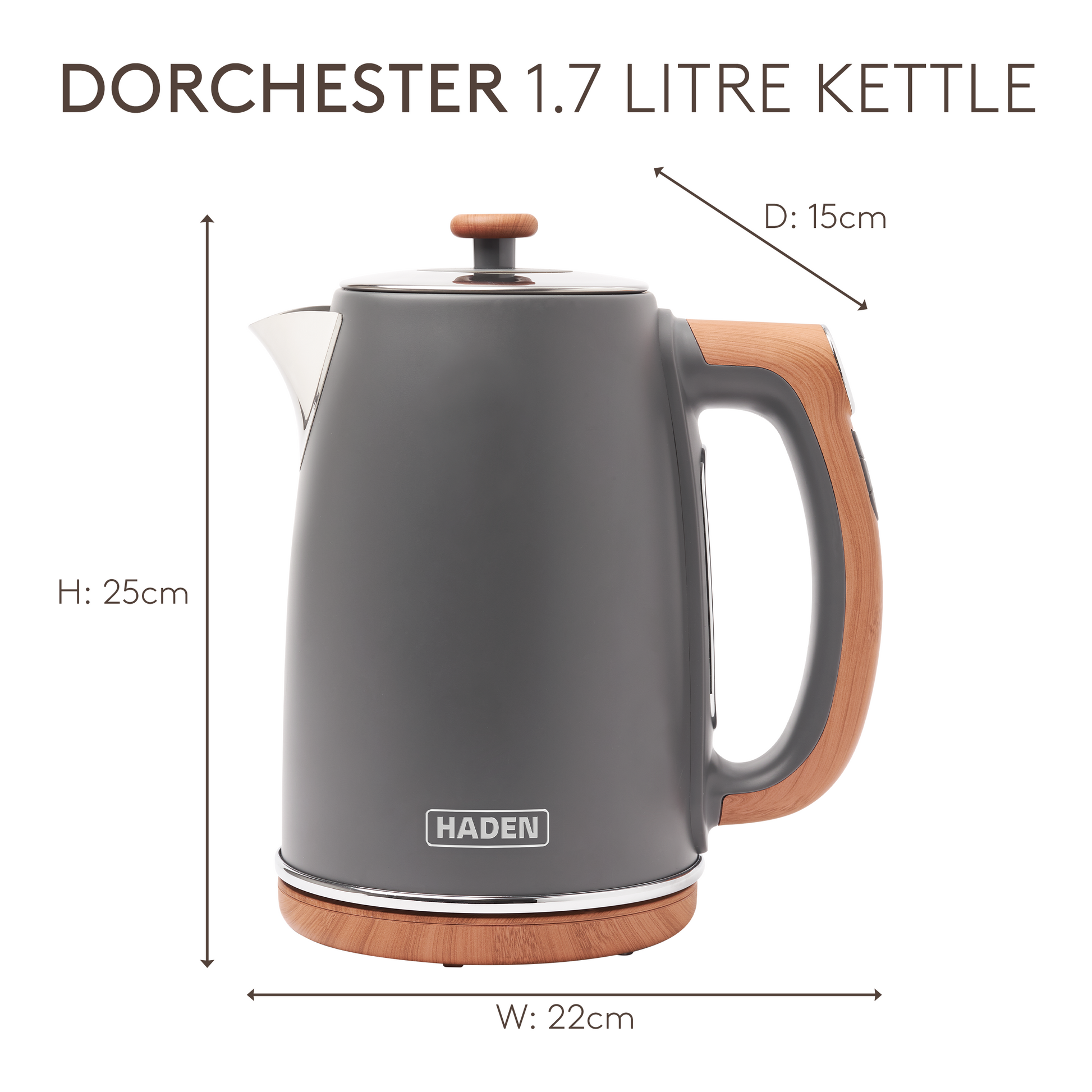 Haden Dorchester Grey Digital Variable Temperature Kettle Electric Kettles Haden
