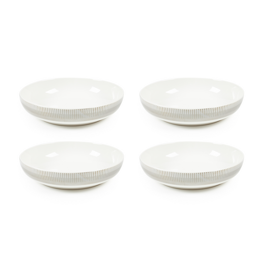 Sabichi 4pc Silver Stripe Pasta Bowls Dining Sabichi Homewares Ltd