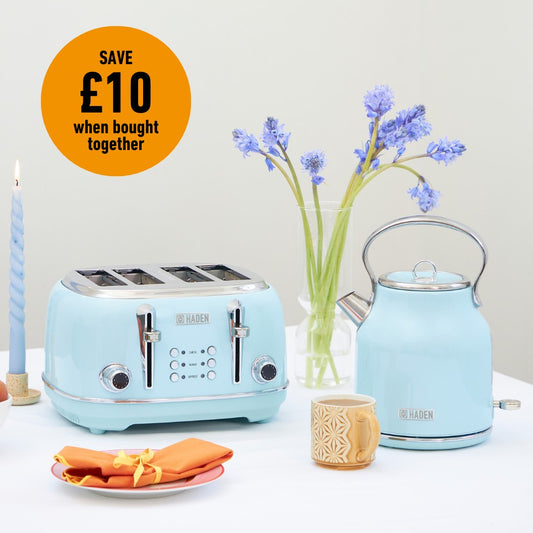 Haden Heritage Turquoise Bundle – Set of Kettle + 4 Slice Toaster Bundle Haden